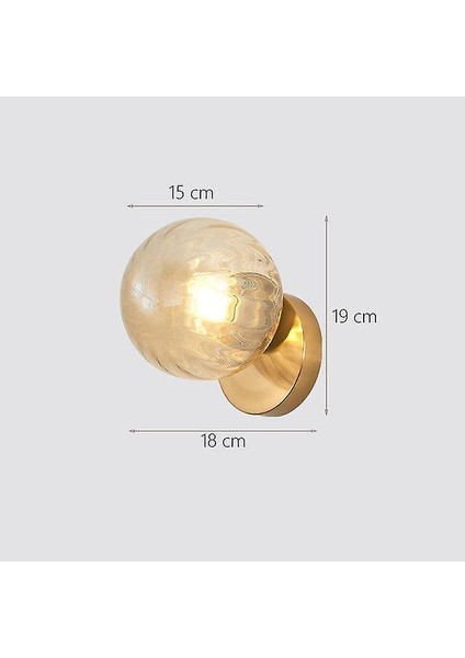 Iskandinav LED Duvar Ay Lambası Demir Modern Dekoratif Merdiven LED Işık Ev Başucu Yuvarlak Cam Duvar Işıkları Açık Kahverengi Aplike Murale E27 (E) (Yurt Dışından)
