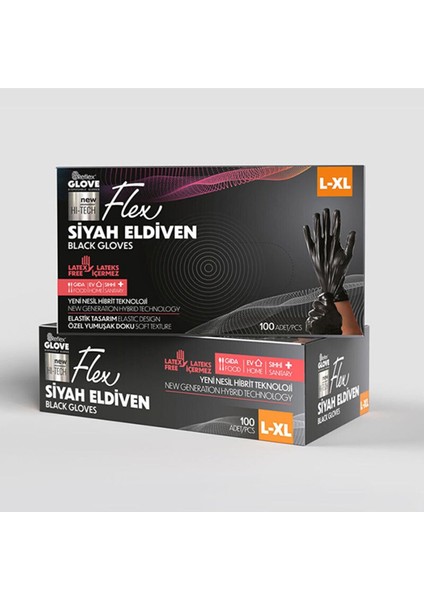 Hız Danışmanlık Reflex Flex Glove Pudrasız 100'LÜ Siyah / L-xl