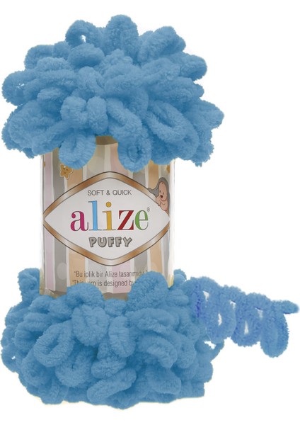 Puffy Parmakla Örülen El Örgü Ipi Renk Kodu:16-Okyanus