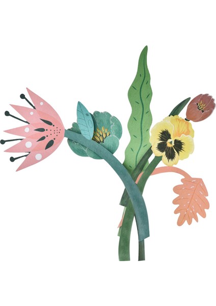 Kağıt Çiçek Yeşil Bitki Buket Sanat Dıy Craft Yapma Düğün Scrapbooking