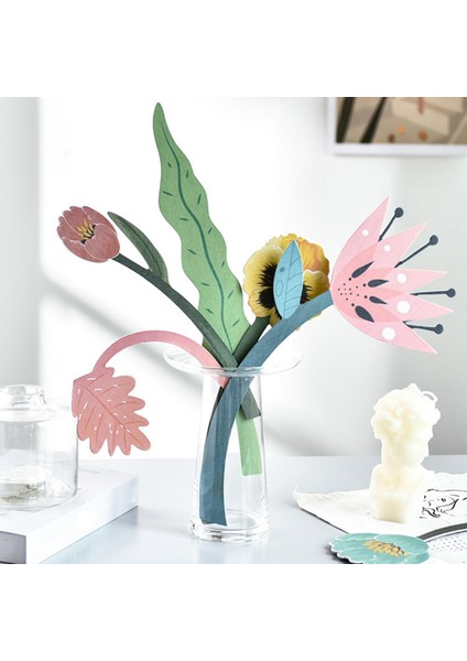 Kağıt Çiçek Yeşil Bitki Buket Sanat Dıy Craft Yapma Düğün Scrapbooking