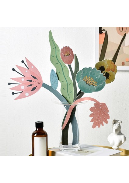 Kağıt Çiçek Yeşil Bitki Buket Sanat Dıy Craft Yapma Düğün Scrapbooking