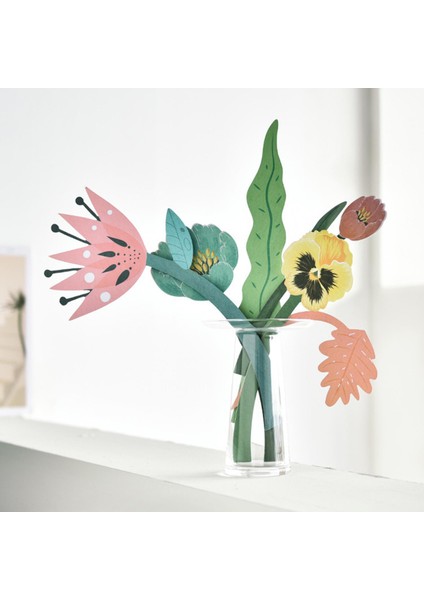 Kağıt Çiçek Yeşil Bitki Buket Sanat Dıy Craft Yapma Düğün Scrapbooking