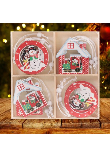 12X Noel Ağacı Dekorasyon Hediye Noel Dekorasyon Ahşap Dekorlar Için Ev Rengi A
