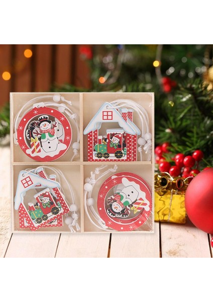 12X Noel Ağacı Dekorasyon Hediye Noel Dekorasyon Ahşap Dekorlar Için Ev Rengi A