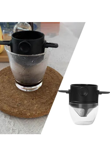 Katlanabilir Kahve Filtresi Üzerinde Dökün Tek Kişilik Kupası ile Siyah Seyahat Için 1-2 Kupa Mini
