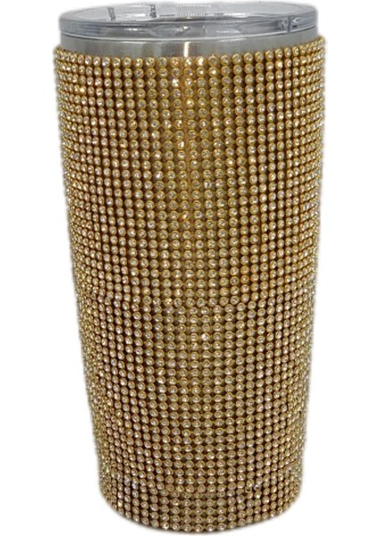 600 ml Seyahat Elmas Su Şişesi Kupa Vakum Bardak Kupası Ev Altın(Yurt Dışından)
