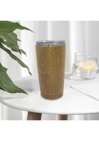 600 ml Seyahat Elmas Su Şişesi Kupa Vakum Bardak Kupası Ev Altın(Yurt Dışından)