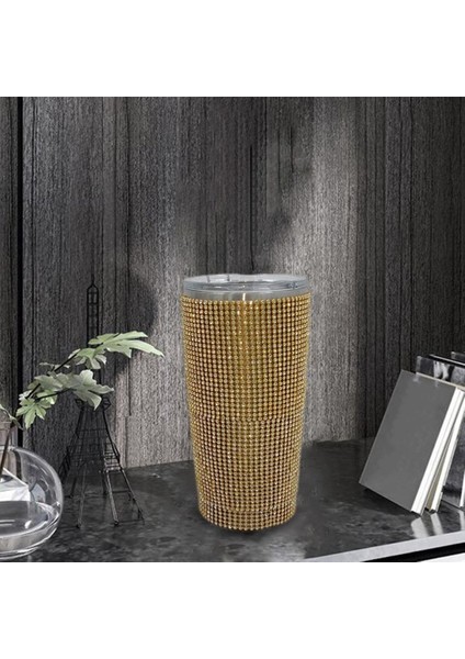 600 ml Seyahat Elmas Su Şişesi Kupa Vakum Bardak Kupası Ev Altın(Yurt Dışından)