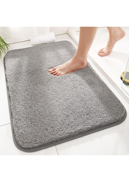 Yumuşak Banyo Halıları Banyo Duş Mat Makinesi Yıkanabilir Kaymaz Banyo Halıları Gri 60X90 cm