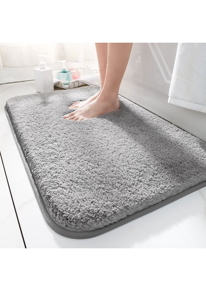 Yumuşak Banyo Halıları Banyo Duş Mat Makinesi Yıkanabilir Kaymaz Banyo Halıları Gri 60X90 cm