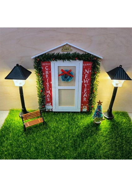 5 Parça 1/12 Dıy El Sanatları Dollhouse Kapı Minyatür Noel Ağacı Modeli Oyuncaklar