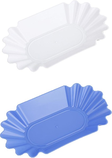 Kahve Çekirdeği Çukurluğu Mavi & Beyaz Için Plastik Oval Plaka Aperatif Servis Tepsisi