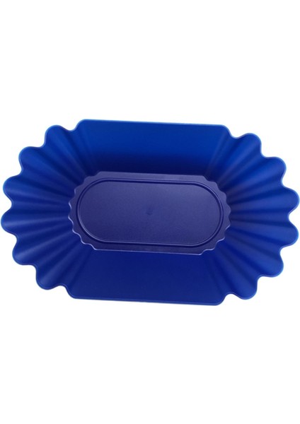 Kahve Çekirdeği Çukurluğu Mavi & Beyaz Için Plastik Oval Plaka Aperatif Servis Tepsisi