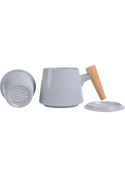 Çay Bardağı Kapaklı ve Saplı Filtre ile Kullanım Kolu Otel Ev Ahşap Saplı Gri Için Yeniden Kullanılabilir Drinkware(Yurt Dışından)