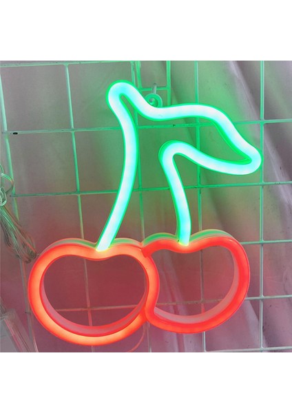 Noel Partisi LED Neon Burcu Gece Işık Duvar Lambası Çocuklar Yatak Odası Bar Dekor Kırmızı Kiraz indirimleri