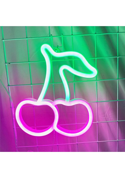 Noel Partisi LED Neon Burcu Gece Işık Duvar Lambası Çocuklar Yatak Odası Bar Dekor Pembe Kiraz modelleri