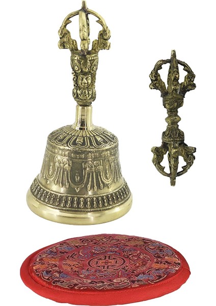 Tibet Budizm Tapınağı Bronz Dorje Vajra Bell Zil Çan Yüzükler 9.3 cm