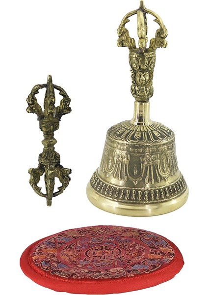 Tibet Budizm Tapınağı Bronz Dorje Vajra Bell Zil Çan Yüzükler 9.3 cm