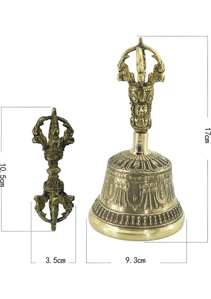 Tibet Budizm Tapınağı Bronz Dorje Vajra Bell Zil Çan Yüzükler 9.3 cm