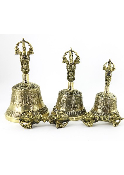 Tibet Budizm Tapınağı Bronz Dorje Vajra Bell Zil Çan Yüzükler 9.3 cm