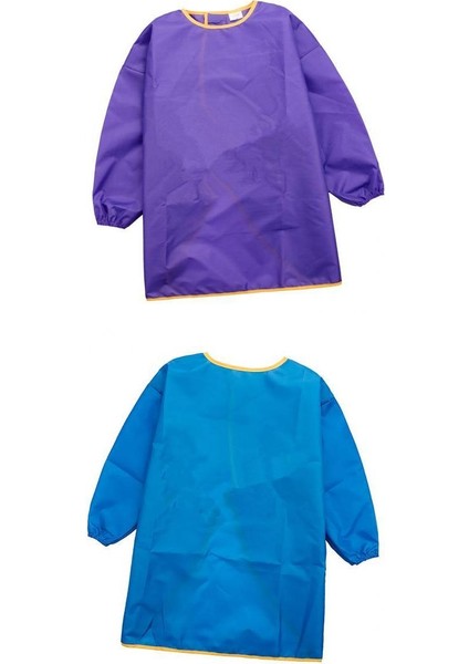 Çocuk Çocuk Uzun Kollu Önlük Su Geçirmez Smock Mor M + Blue L