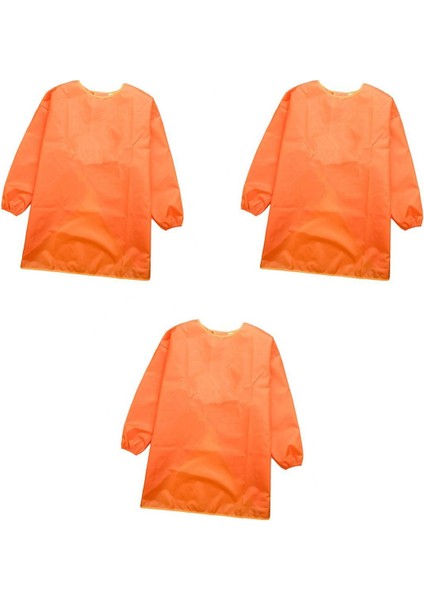 3 Boyutları Çocuk Uzun Kollu Önlük Çizim Boyama Smock Temizleme Turuncu