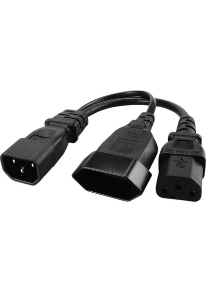 Iec 3pole C14 Erkek C13 ve Euro Bayan 2 1 Y Bölünmüş Güç Kablosu 25 cm