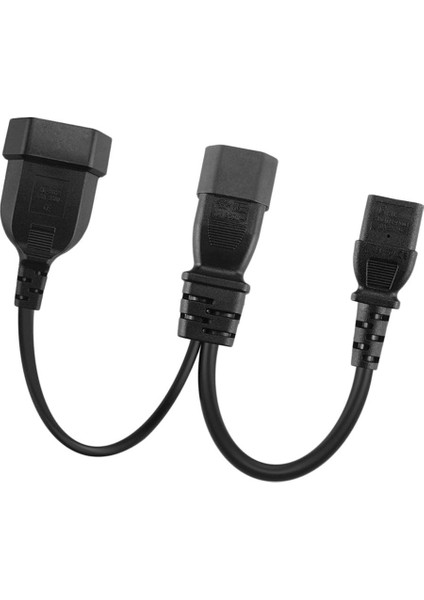 Iec 3pole C14 Erkek C13 ve Euro Bayan 2 1 Y Bölünmüş Güç Kablosu 25 cm