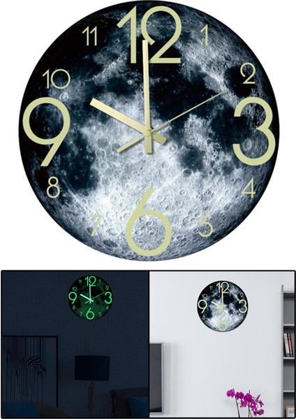 30 cm Modern Aydınlık Duvar Saati Git Olmayan Ev Banyo Okul Dekoratif Ay fiyatları
