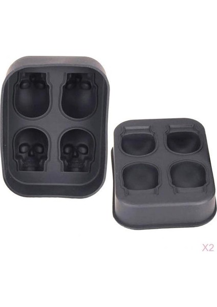 2 Adet Silikon 3D Kafatası Şekli Soğutma Ice Cube Maker Tepsi Parti Bar Kaynağı(Yurt Dışından)