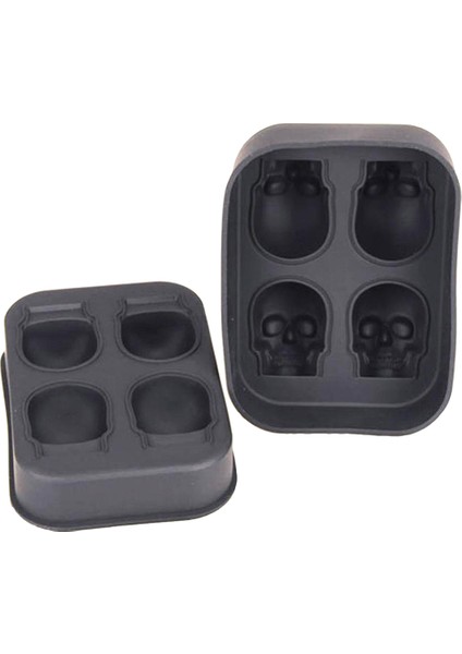 2 Adet Silikon 3D Kafatası Şekli Soğutma Ice Cube Maker Tepsi Parti Bar Kaynağı(Yurt Dışından)