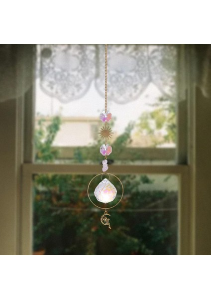 Güneş Kolye Windchime Asılı Gökkuşağı Makinesi Yatak Odası Üstü Pencere Pembe Için