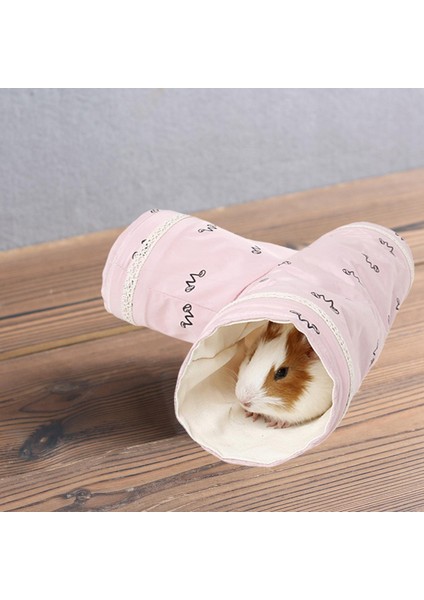 Hayvan Tünel Tüpü Oyuncaklar Pet Malzemeleri Gelincik Gine Domuzları Hamster Sıçan Pembe 29X10X10 cm