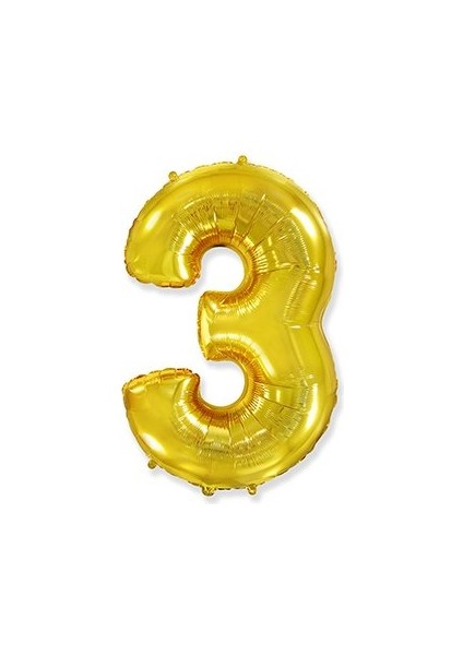 3 Rakam Altın Folyo Balon 16 Inç (40 Cm)