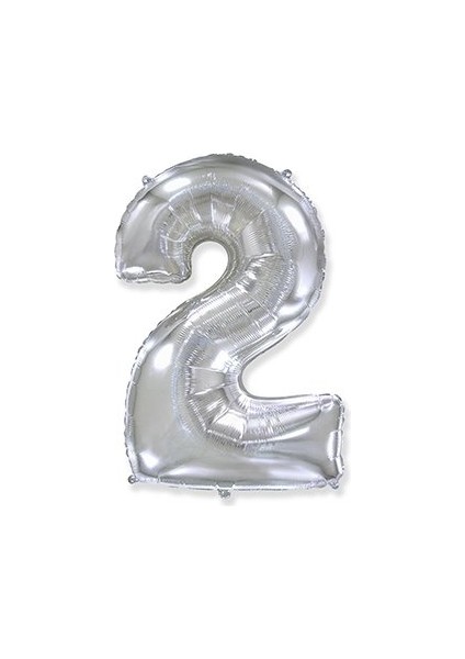2 Rakam Gümüş Folyo Balon 16 Inç (40 Cm)