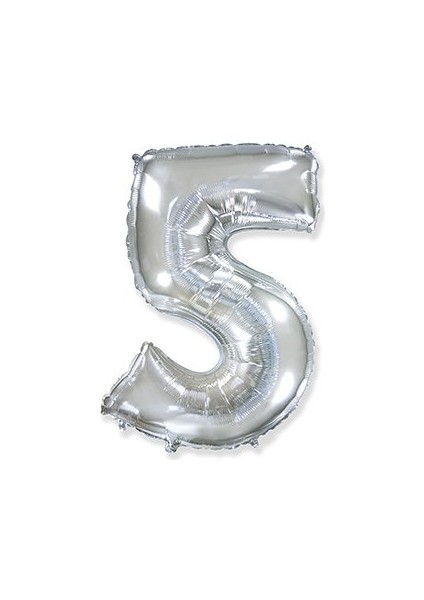 5 Rakam Gümüş Folyo Balon 16 Inç (40 Cm)