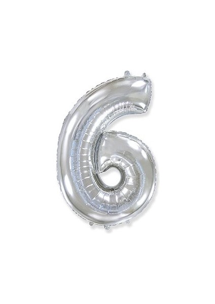 6 Rakam Gümüş Folyo Balon 16 Inç (40 Cm)