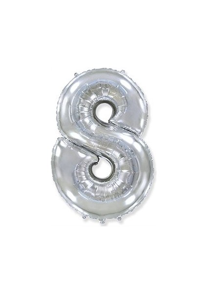 8 Rakam Gümüş Folyo Balon 16 Inç (40 Cm)