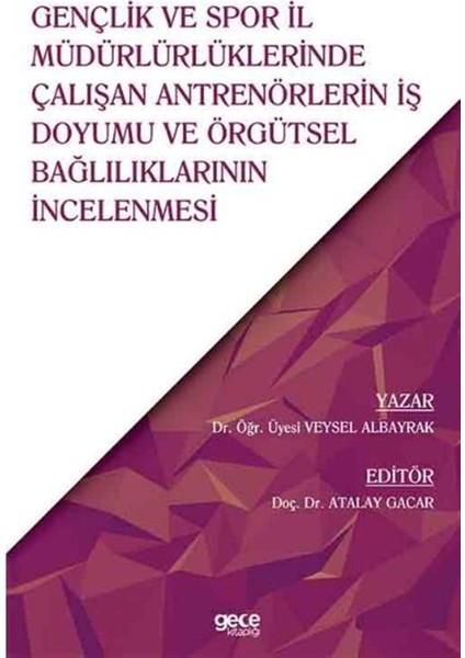 Gençlik ve Spor Il Müdürlüklerinde Çalışan Antrenörlerin Iş Doyumu ve Örgütsel Bağlılıklarının Incelenmesi - Veysel Albayrak