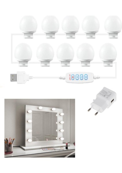 Teknoloji10 LED Ampul Ayarlanabilir Makyaj Ayna Işığı