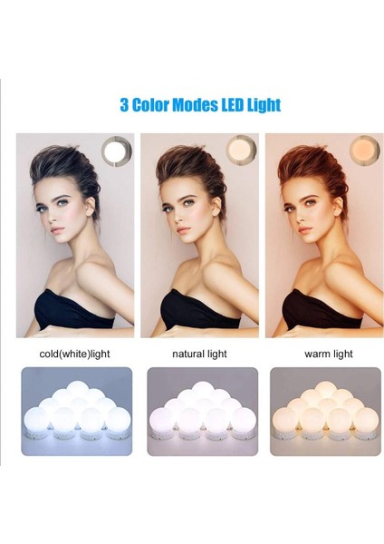 Teknoloji10 LED Ampul Ayarlanabilir Makyaj Ayna Işığı
