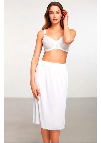 Düz Uzun Jupon - Beyaz