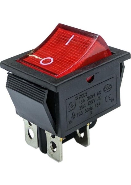 IC-104 Kırmızı Geniş Işıklı Anahtar On/off Switch 4p