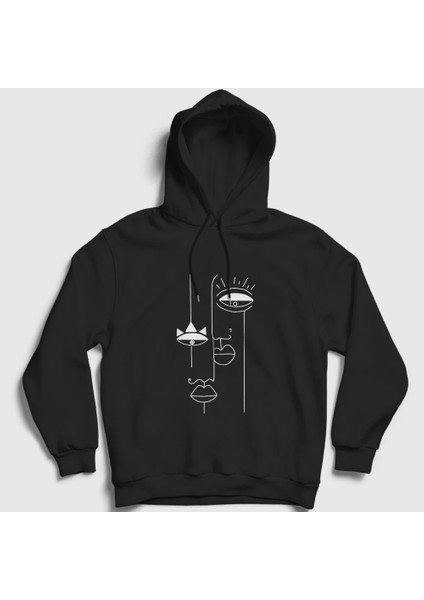 Unisex Siyah Lovers Valentine's Day Sevgililer Günü Kapüşonlu Sweatshirt