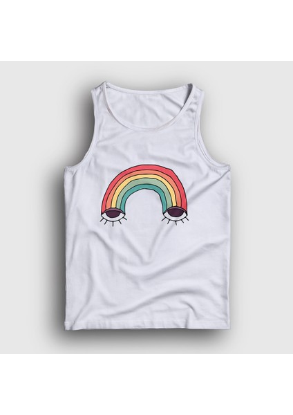 Unisex Beyaz Eyes Rainbow Gökkuşağı Atlet