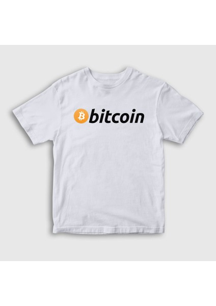 Unisex Çocuk Beyaz Btc Bitcoin T-Shirt