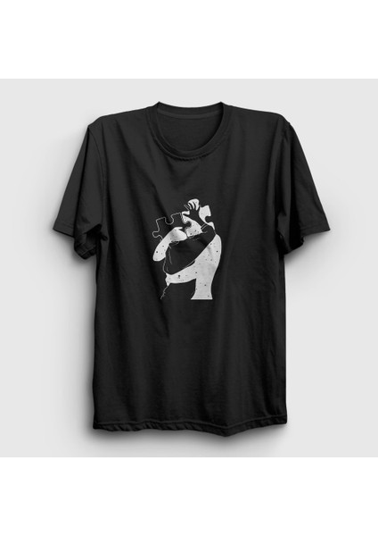 Unisex Siyah Kiss Valentine's Day Sevgililer Günü T-Shirt