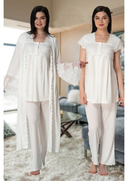 Kısa Kol Lohusa Pijama Sabahlık Takım Effort 5011