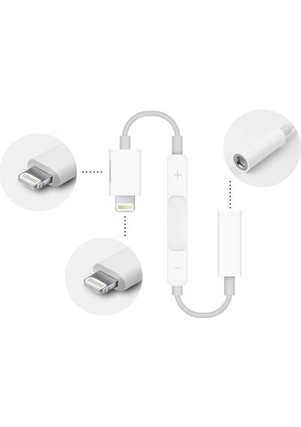 JH-024 Lightning-3.5mm Dönüştürücü Ses Kontrollü Kablo 14CM